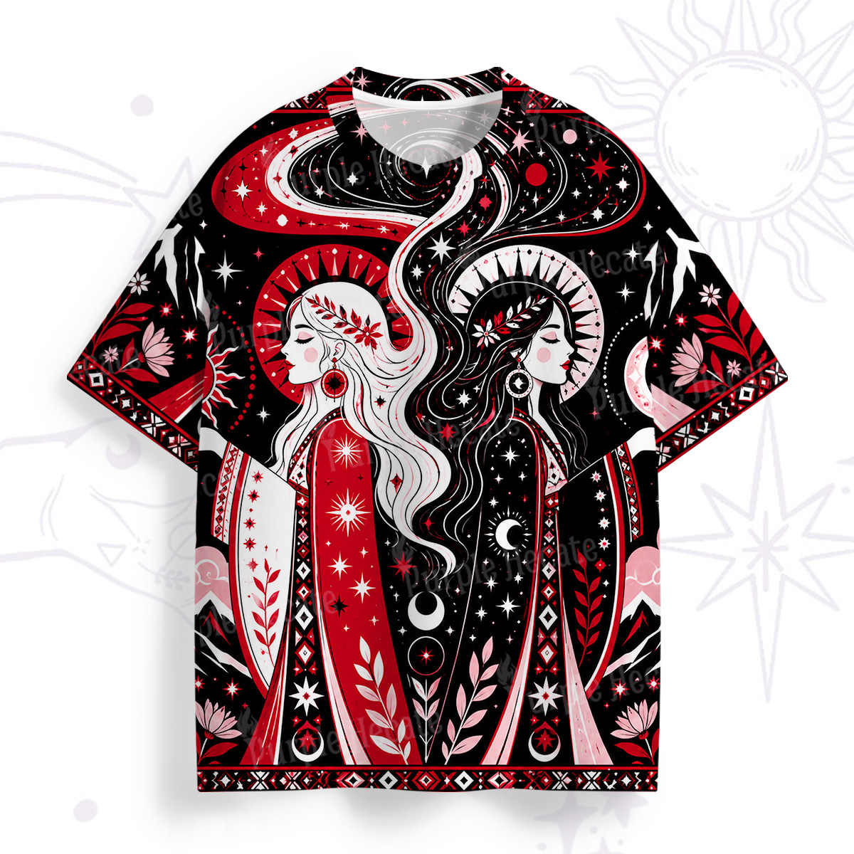Purplehecate Day & Night Twin Goddess All Over Print T-Shirt