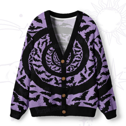 Purplehecate Halloween Hypnotic Bats Ugly Cardigan Sweaters