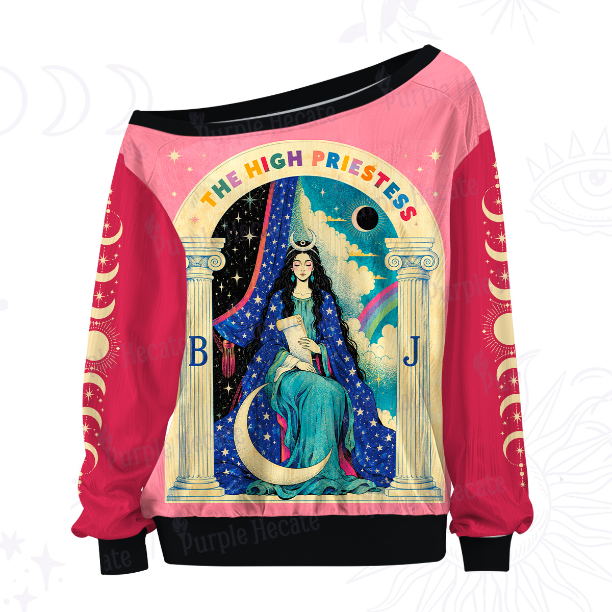 Purplehecate The High Priestess Tarot Card Off The Shoulder Graphic Jersey