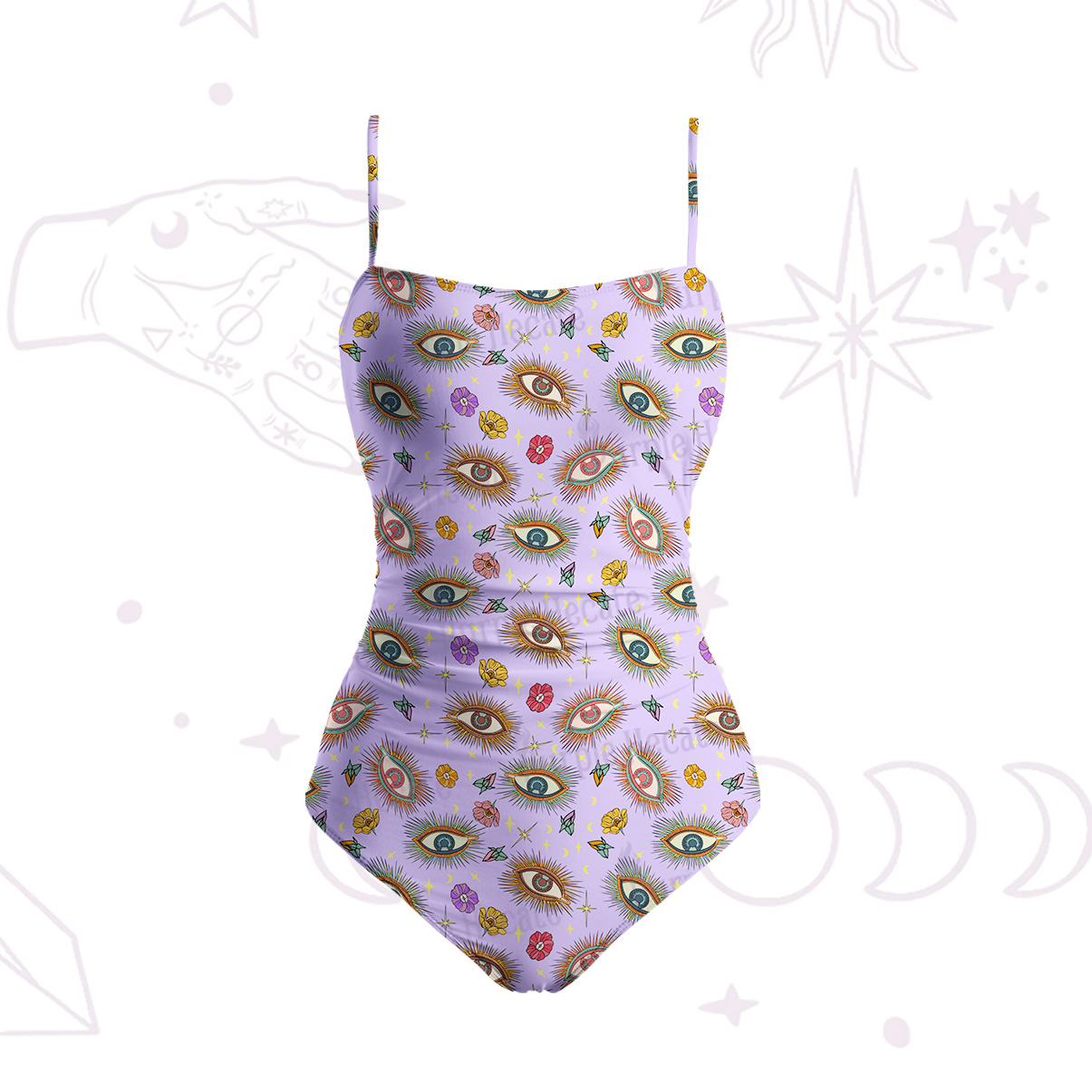 Purplehecate Evil Eye Pattern Slim-Strap Swimsuit