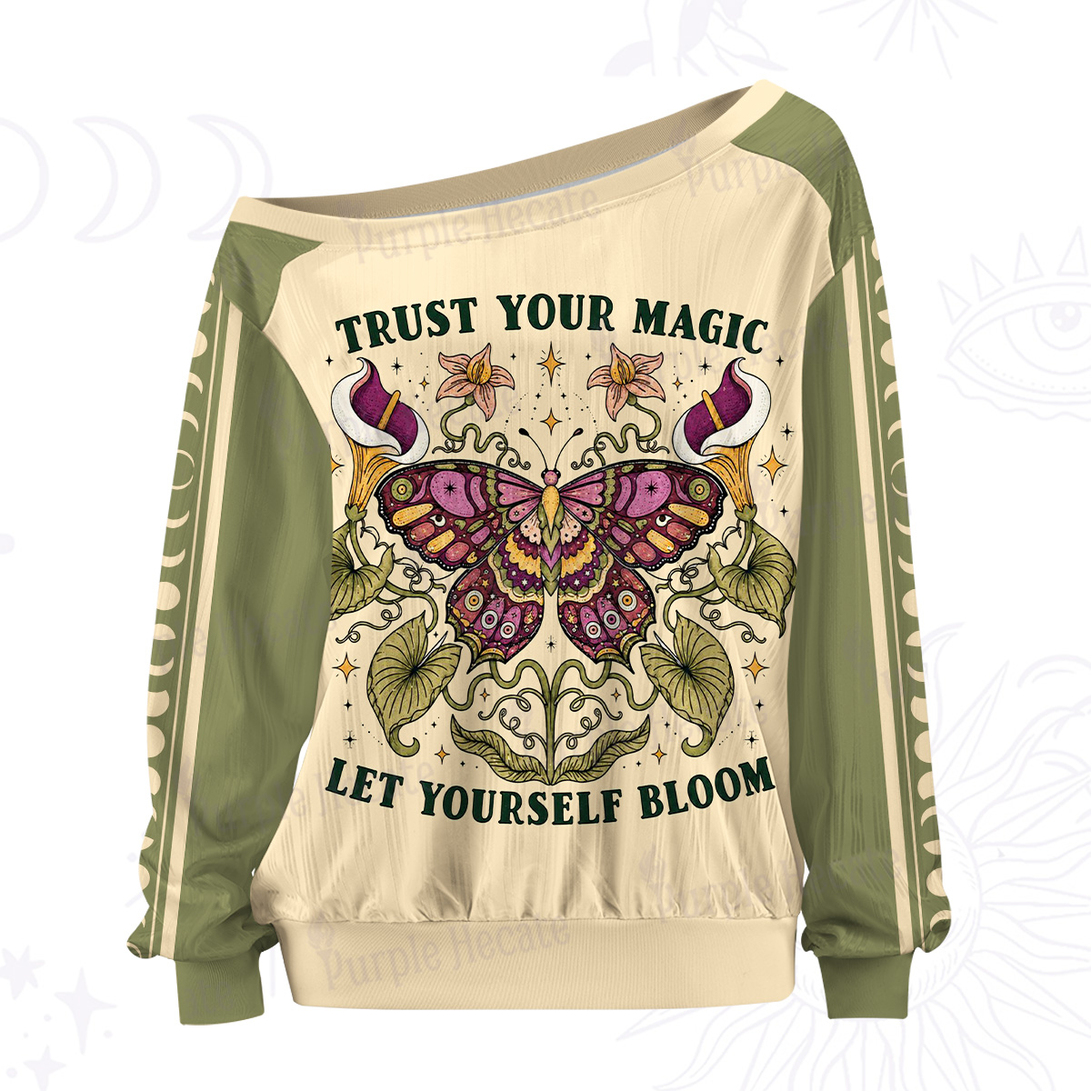Purplehecate Trust Your Magic Butterfly Off The Shoulder Graphic Jersey