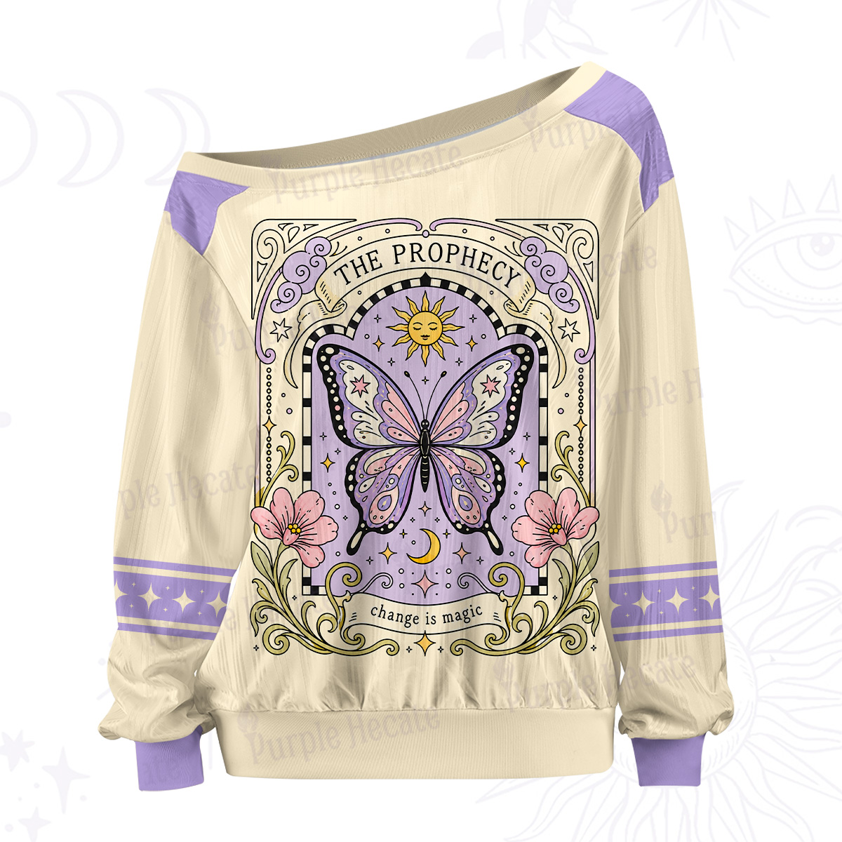 Purplehecate The Prophecy Butterfly Magic Off The Shoulder Graphic Jersey