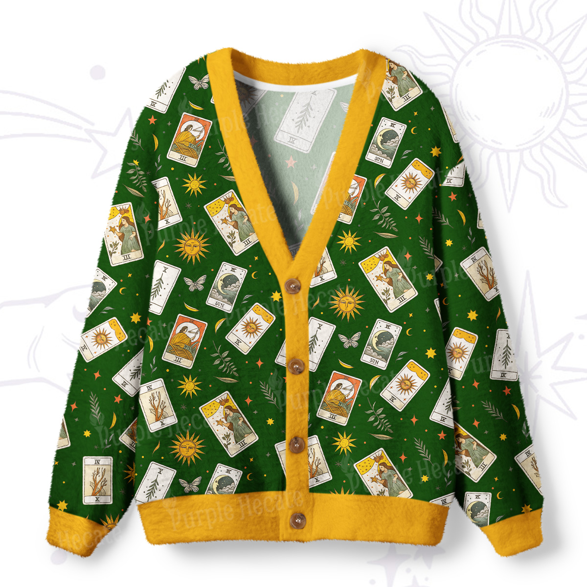 Purplehecate Tarot Garden Ugly Cardigan Sweaters