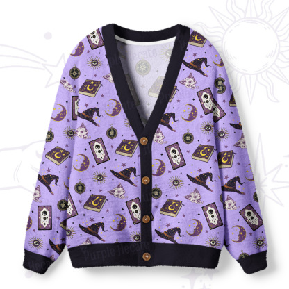 Purplehecate Midnight Witch Tarot Ugly Cardigan Sweaters