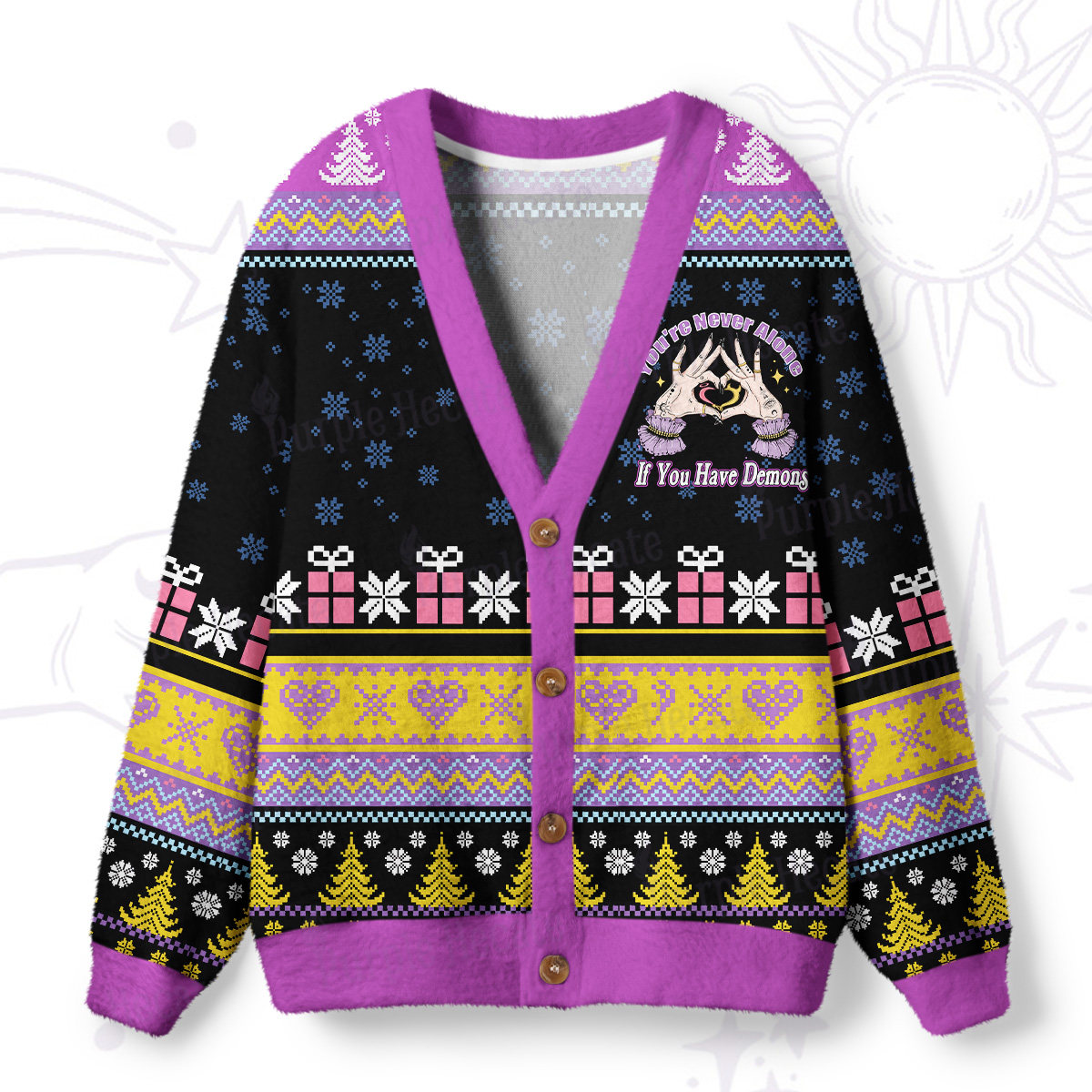 Purplehecate You're Never Alone If You Have Demons Ugly Cardigan Sweaters