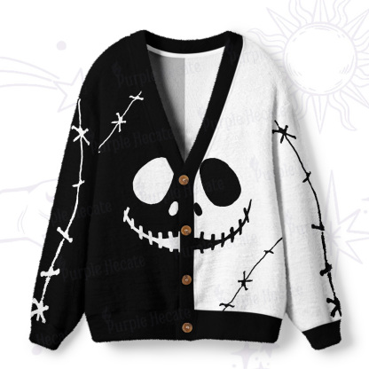 Purplehecate Grim Skeleton King Ugly Cardigan Sweaters