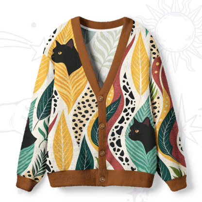 Purplehecate Mystic Forest Cat Ugly Cardigan Sweaters
