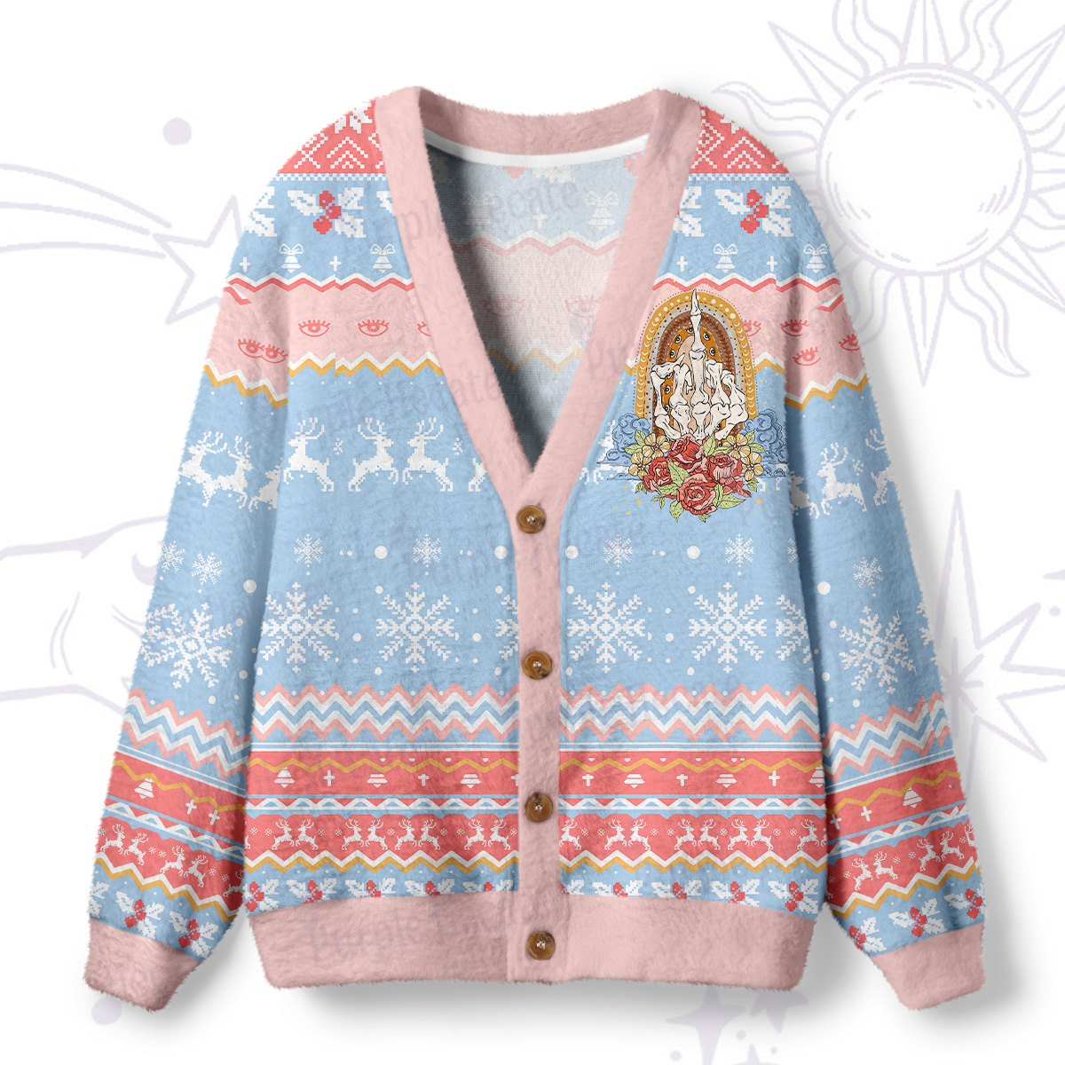 Purplehecate The Zero Of Fucks Tarot Ugly Cardigan Sweaters