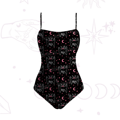 Purplehecate Witchy Mothman Night Slim-Strap Swimsuit