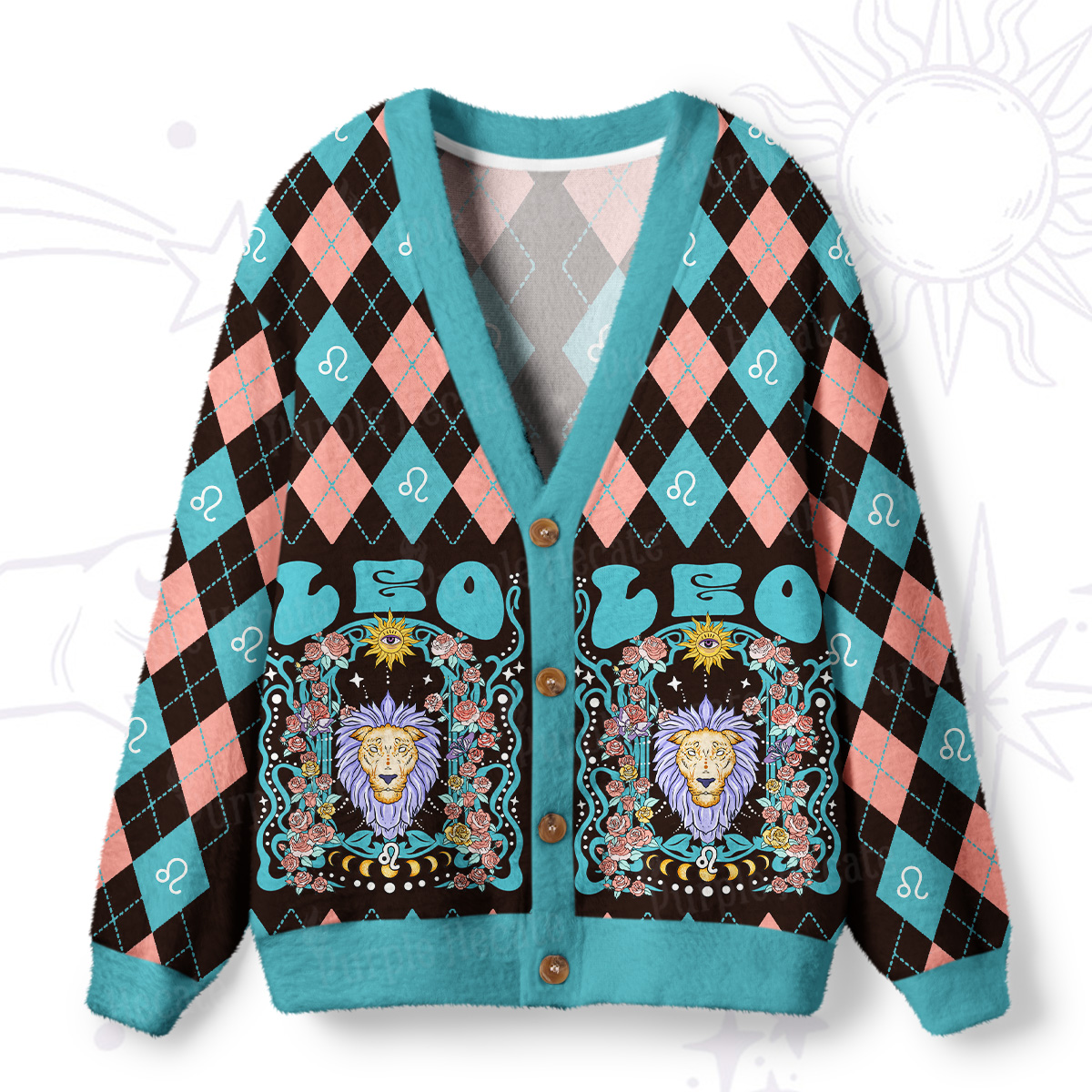 Purplehecate Leo Spirit Zodiac Ugly Cardigan Sweaters
