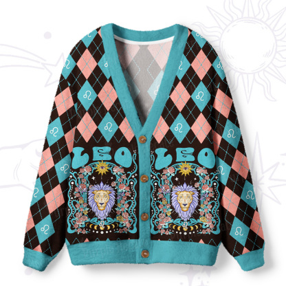Purplehecate Leo Spirit Zodiac Ugly Cardigan Sweaters
