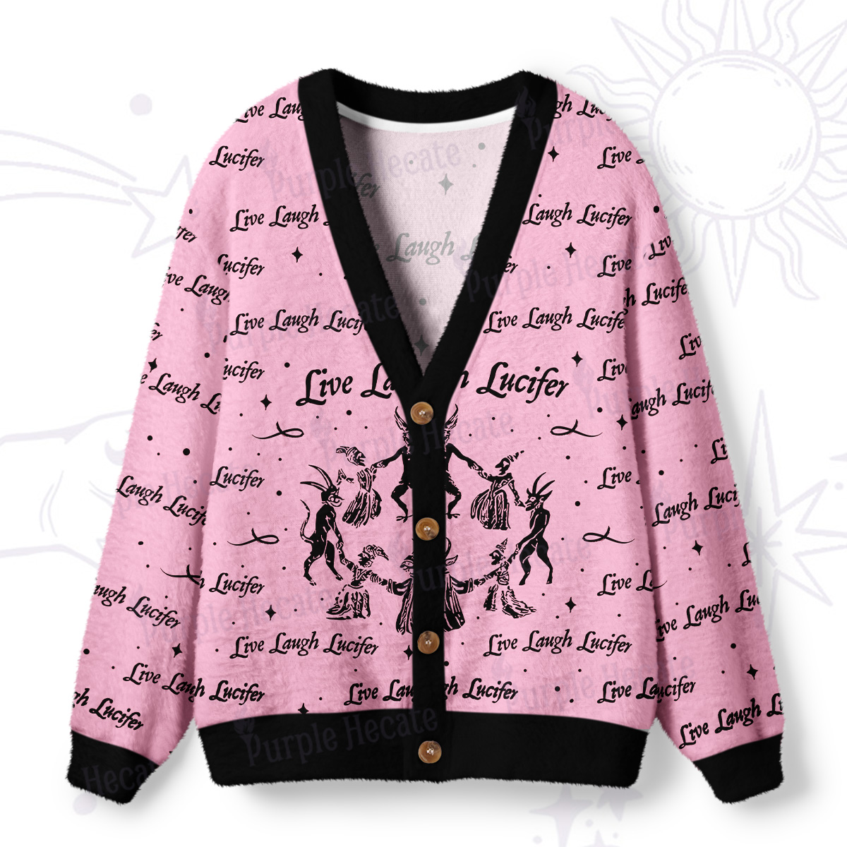 Purplehecate Live Laugh Lucifer Ugly Cardigan Sweaters
