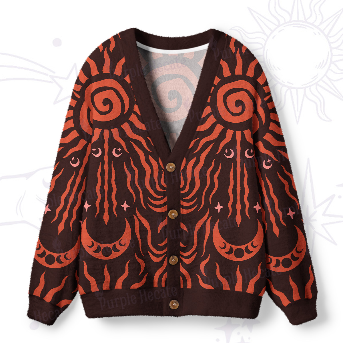Purplehecate Solar Ritual Ugly Cardigan Sweaters