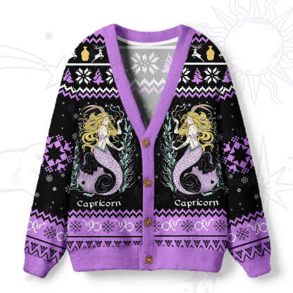 Purplehecate Capricorn Zodiac Ugly Cardigan Sweaters