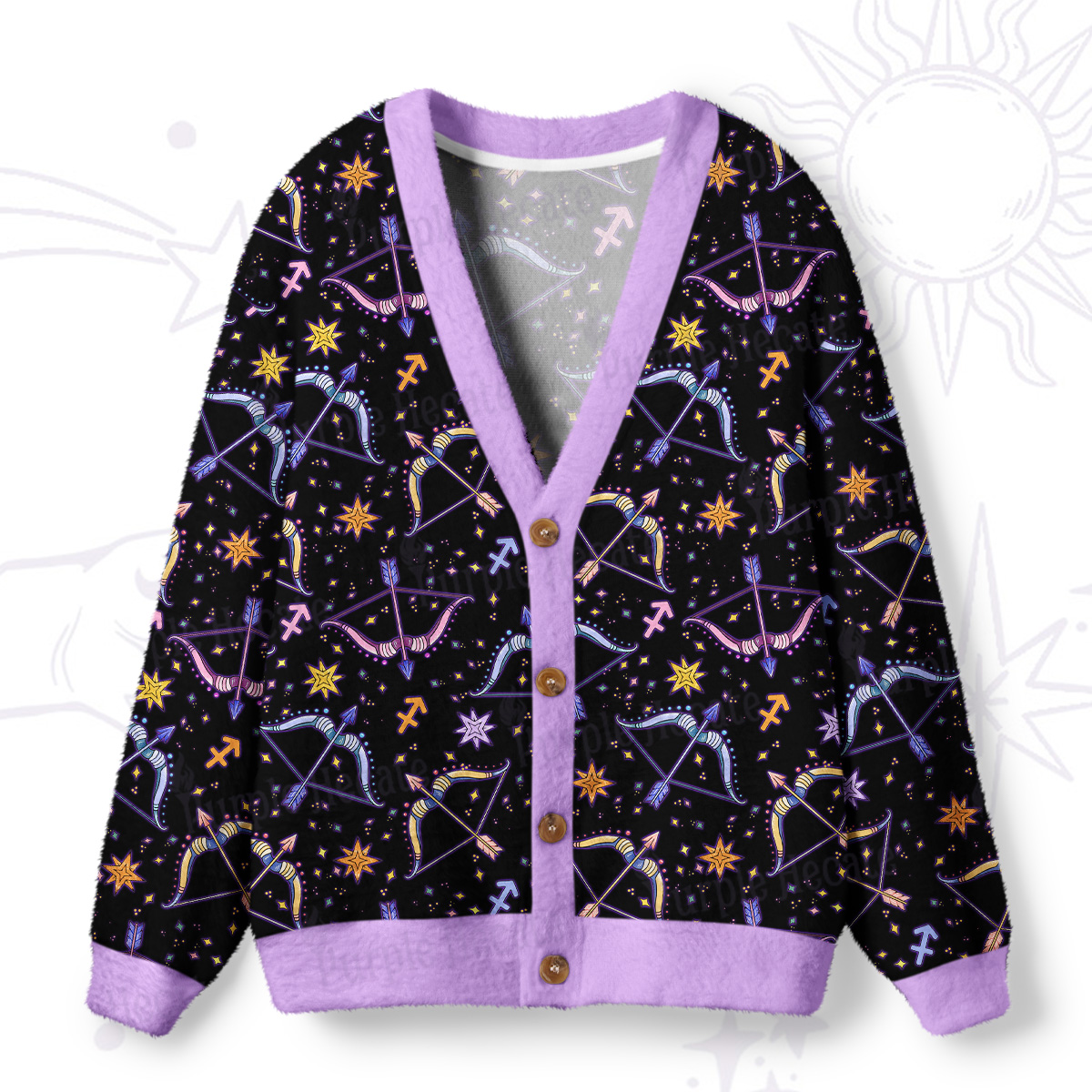 Purplehecate Sagittarius Spirit Zodiac Ugly Cardigan Sweaters
