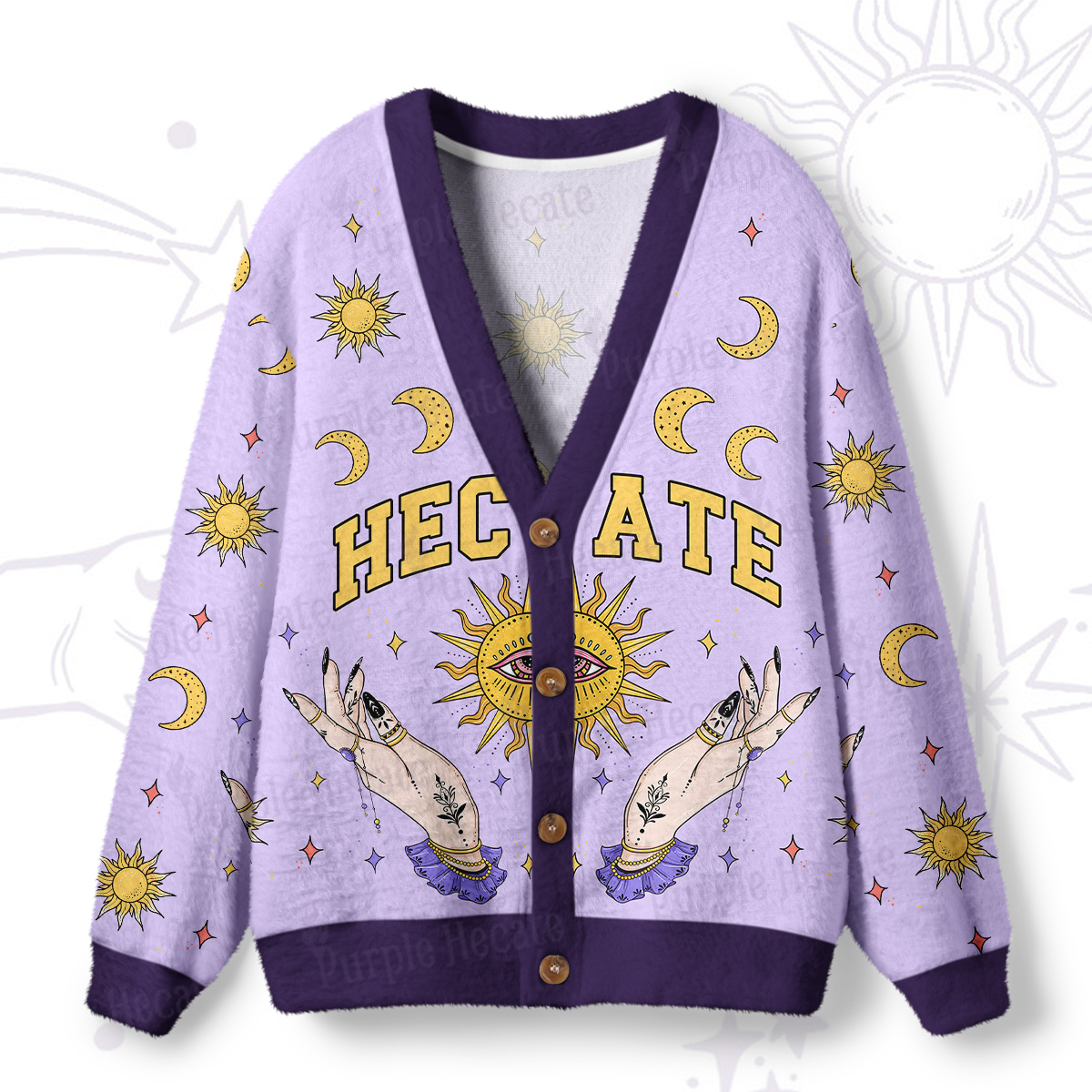 Purplehecate Hecate Moonlight Sorcery Ugly Cardigan Sweaters