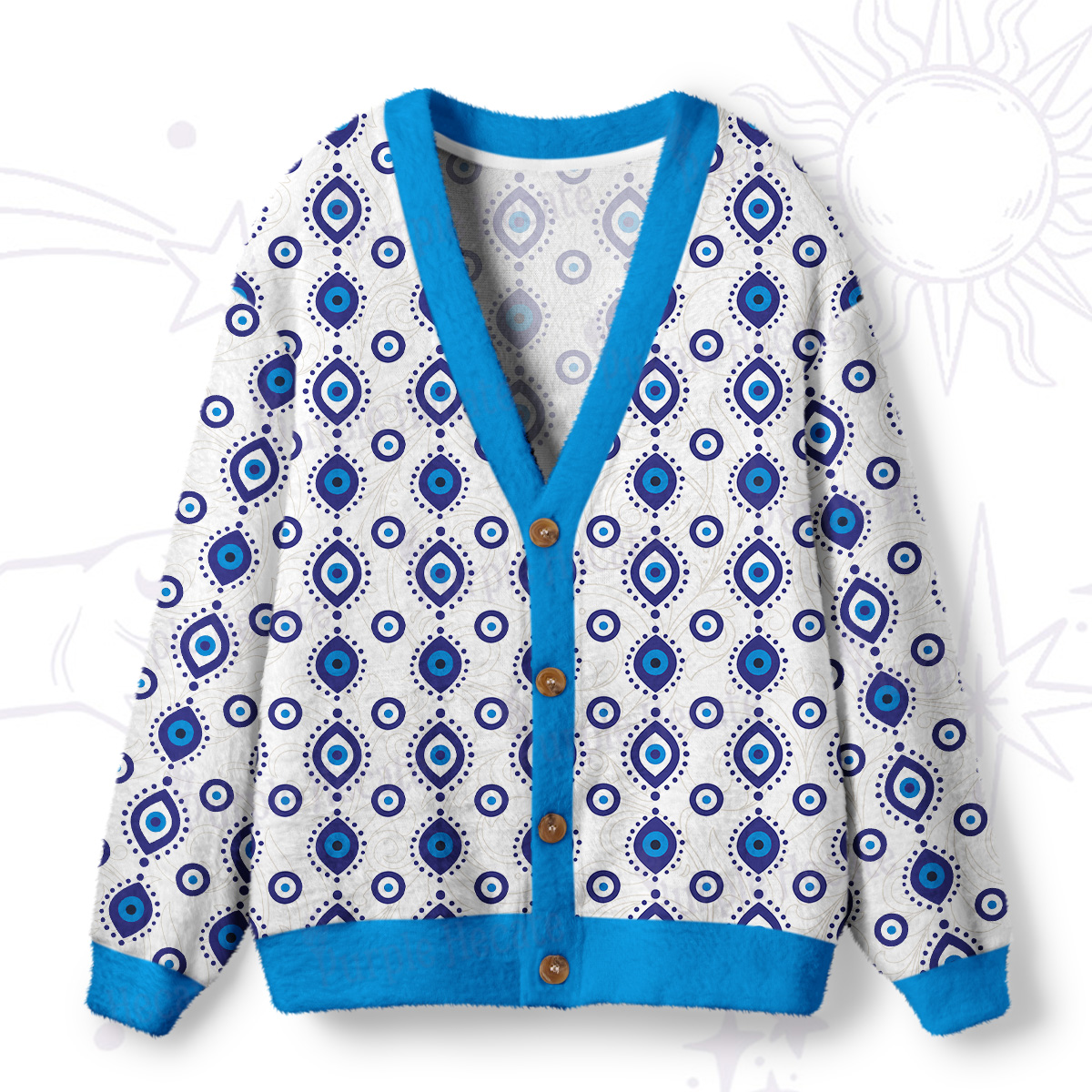 Purplehecate Evil Eye Protection Ugly Cardigan Sweaters