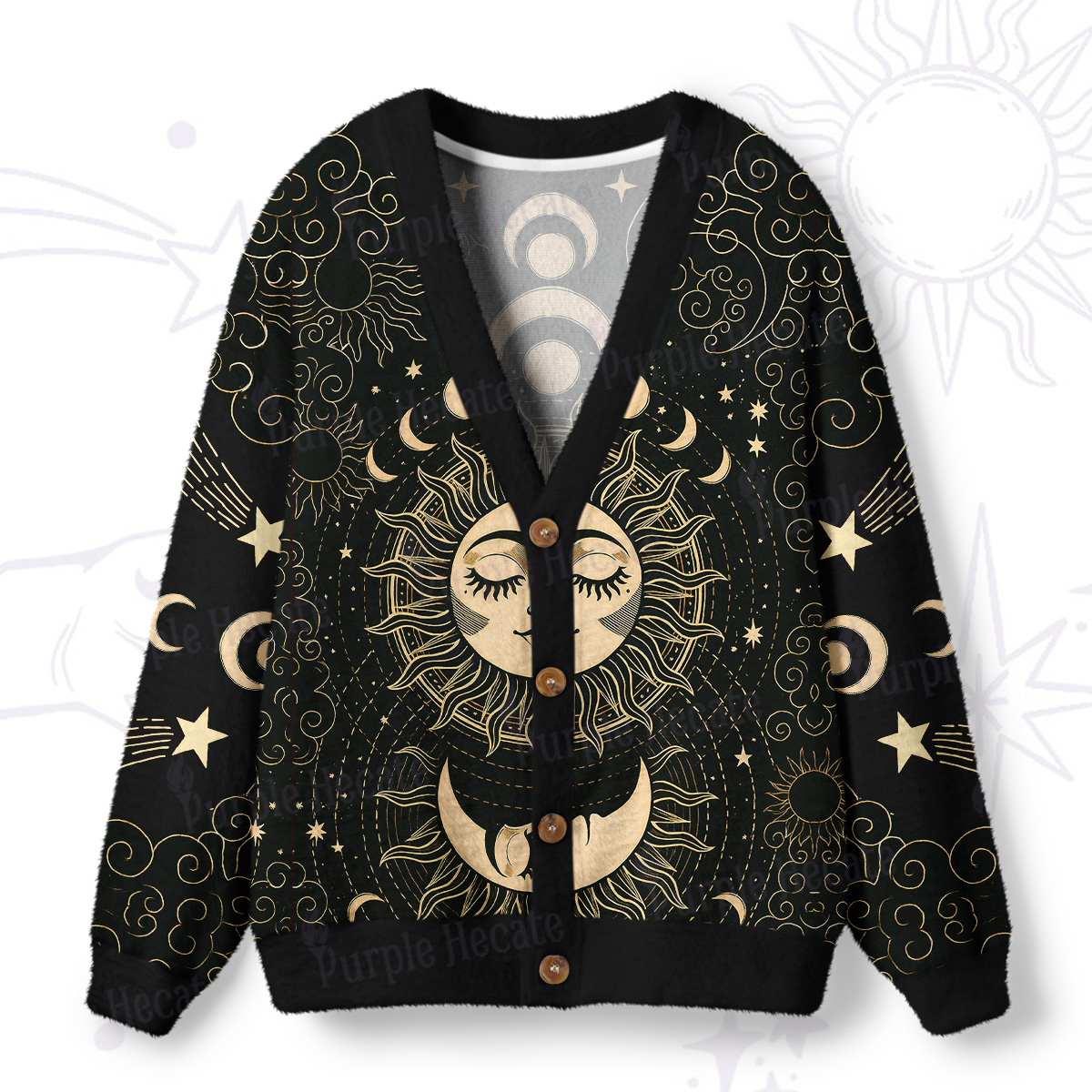 Purplehecate Lunar Eclipse Ugly Cardigan Sweaters