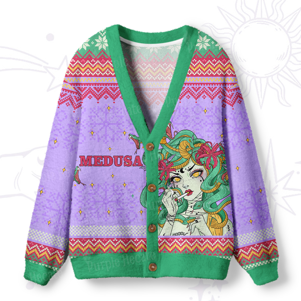 Purplehecate The Greek Goddess Medusa Ugly Cardigan Sweaters