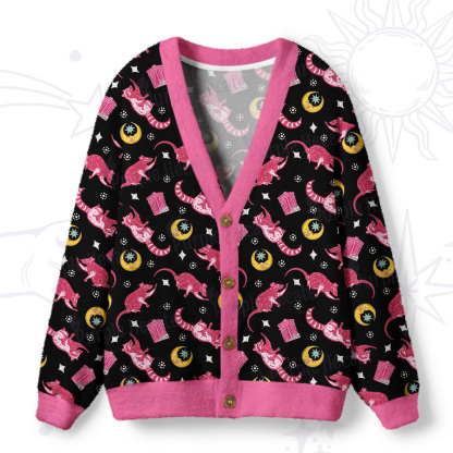 Purplehecate Midnight Raccoon Bandits Ugly Cardigan Sweaters