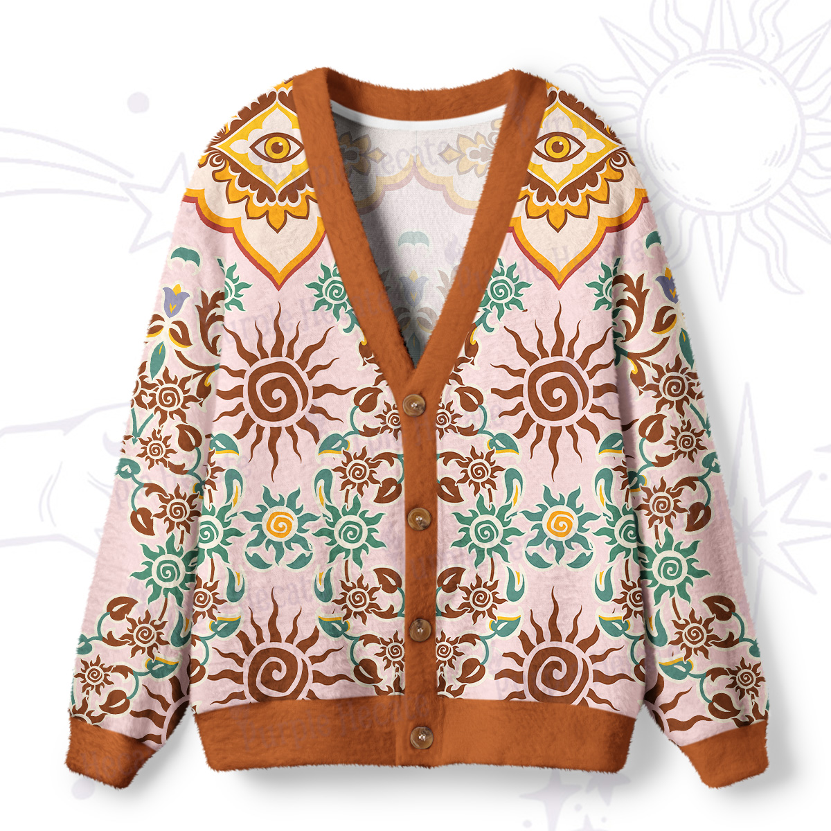 Purplehecate Solar Whispers Witch Ugly Cardigan Sweaters