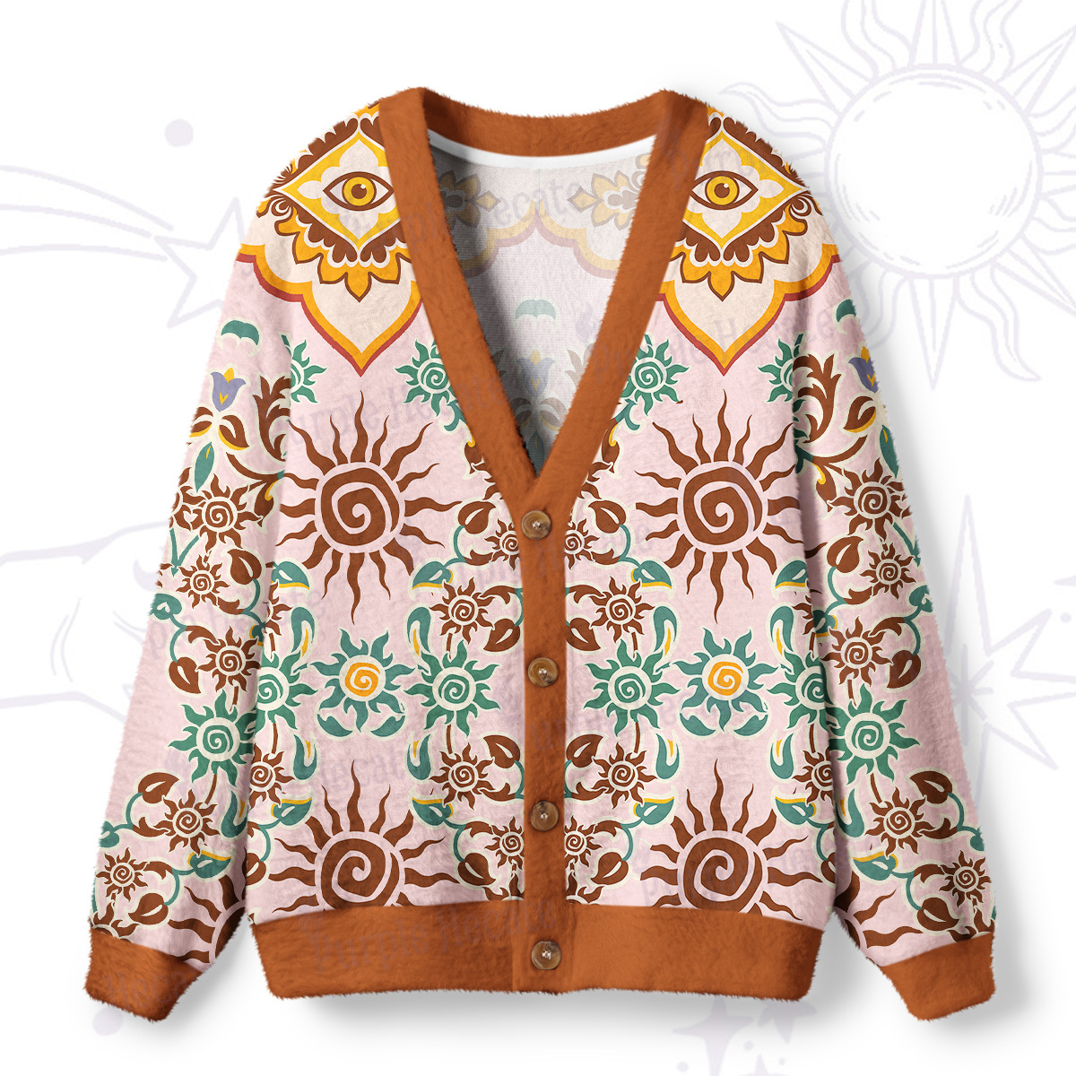 Magic Purplehecate Solar Whispers Witch Ugly Cardigan Sweaters
