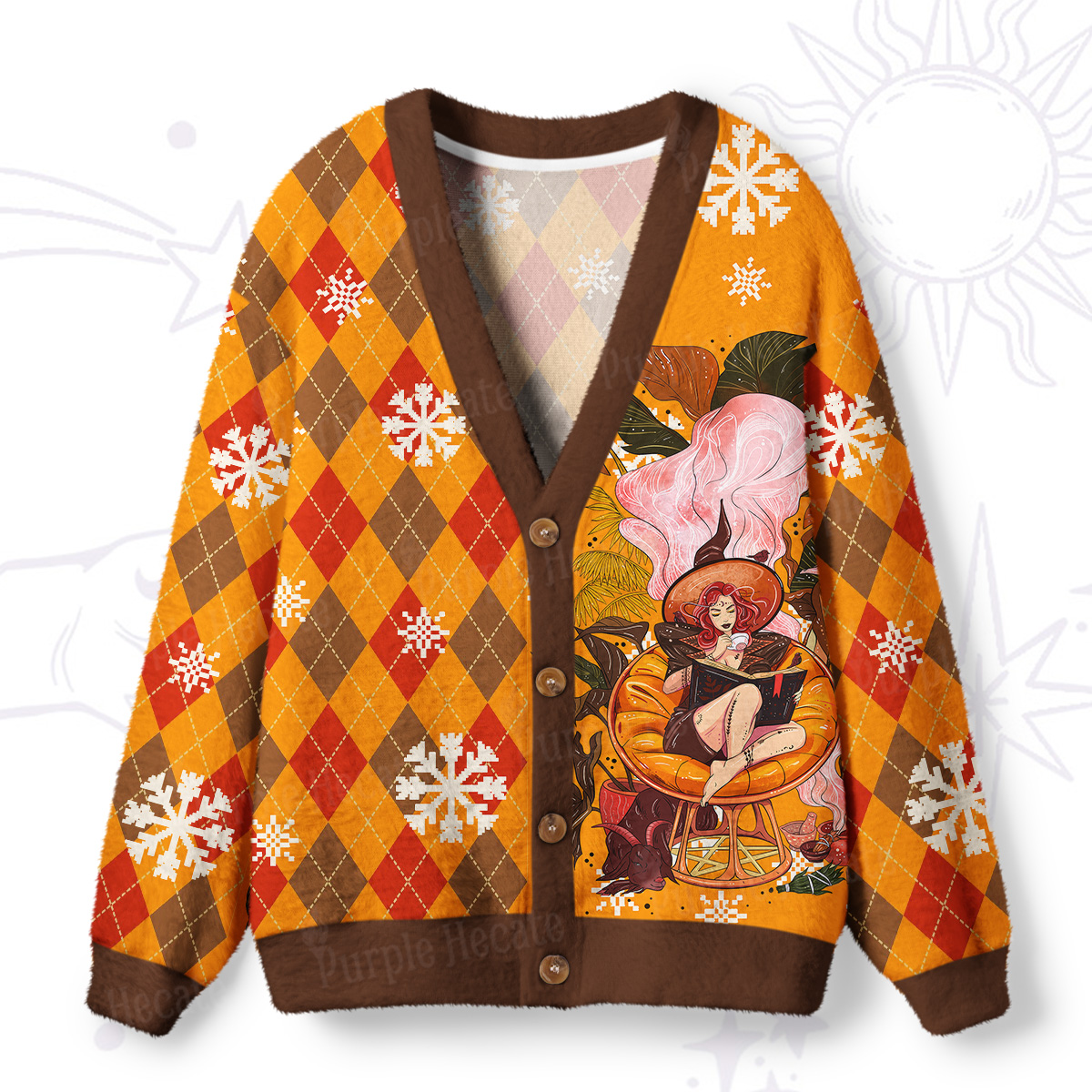 Purplehecate The Reader Tarot Card Ugly Cardigan Sweaters