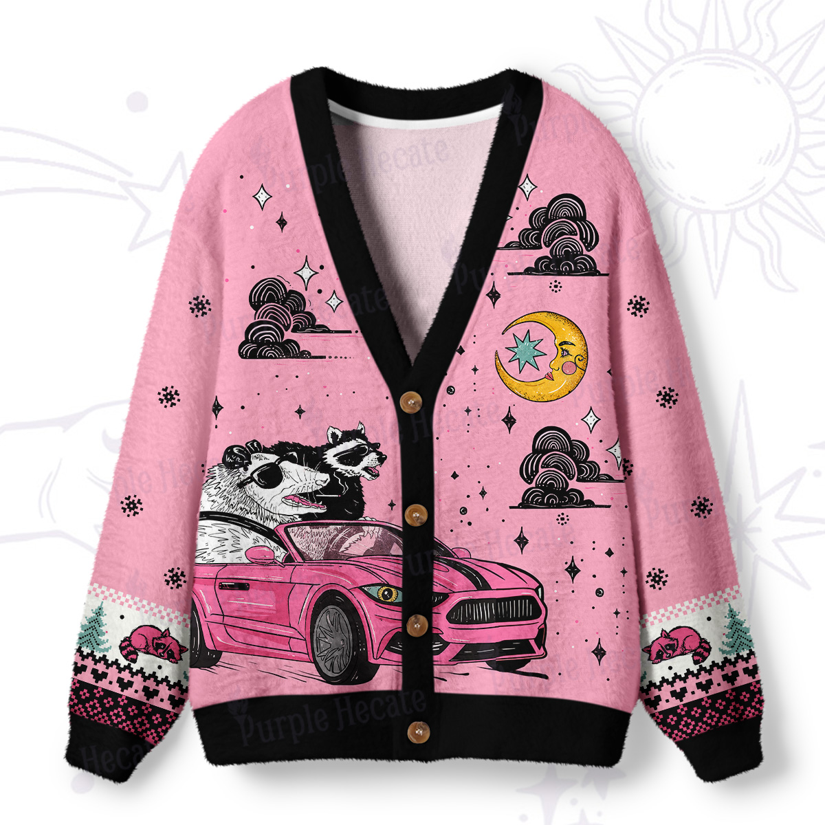 Purplehecate Moonlight Trash Team Ugly Cardigan Sweaters