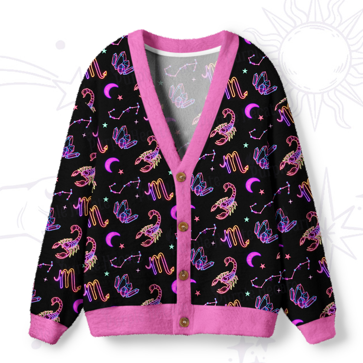 Purplehecate Scorpio Spirit Zodiac Ugly Cardigan Sweaters