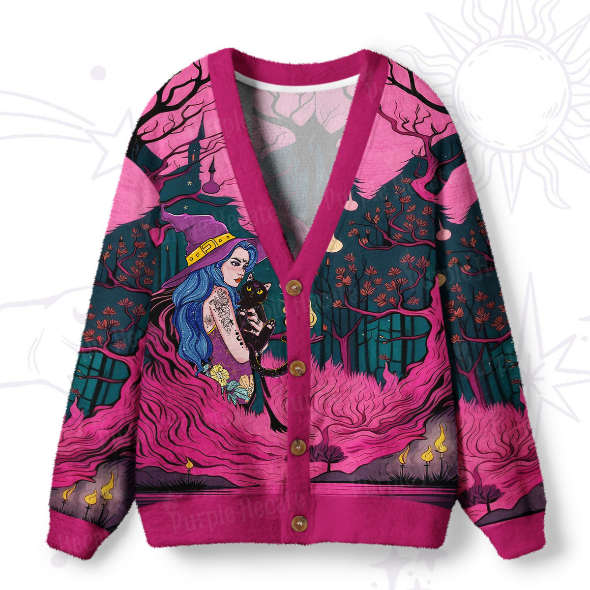 Purplehecate The Witch and Her Familia Ugly Cardigan Sweaters