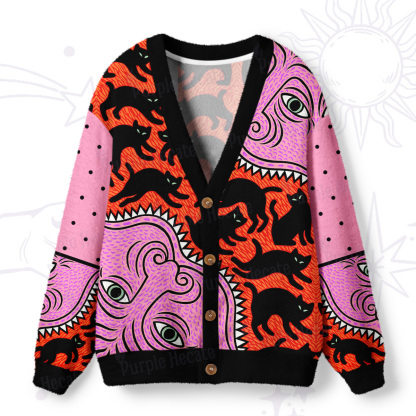 Purplehecate Cats for the Devil’s Feast Ugly Cardigan Sweaters