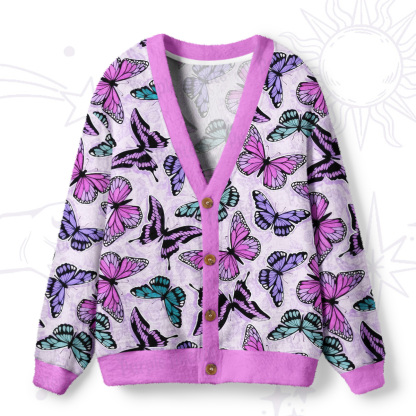 Purplehecate Whimsical Butterfly Ugly Cardigan Sweaters