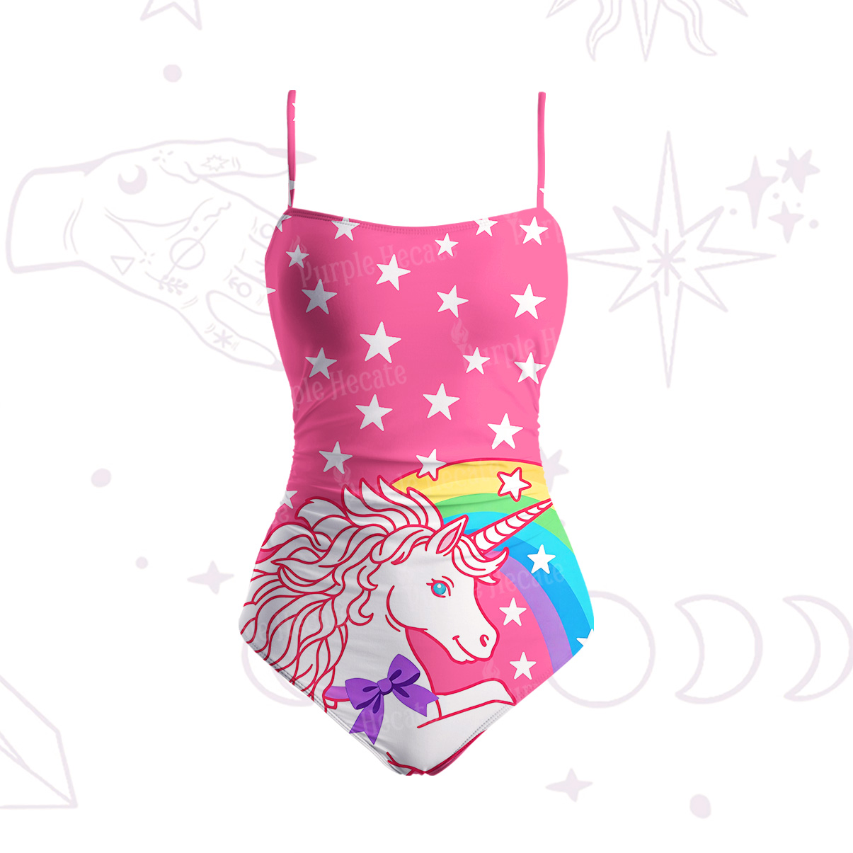 Purplehecate Mystic Horned Horse Slim-Strap Swimsuit