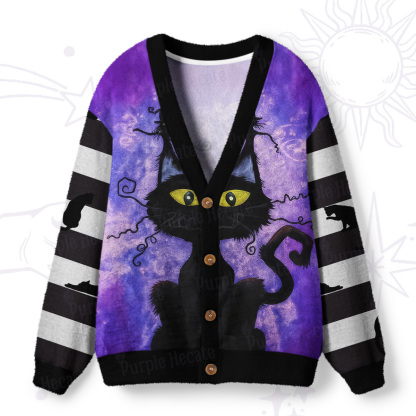 Purplehecate Witchy Cat Whiskers Ugly Cardigan Sweaters