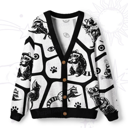 Purplehecate Midnight Bandits Raccoon and Opossum Ugly Cardigan Sweaters