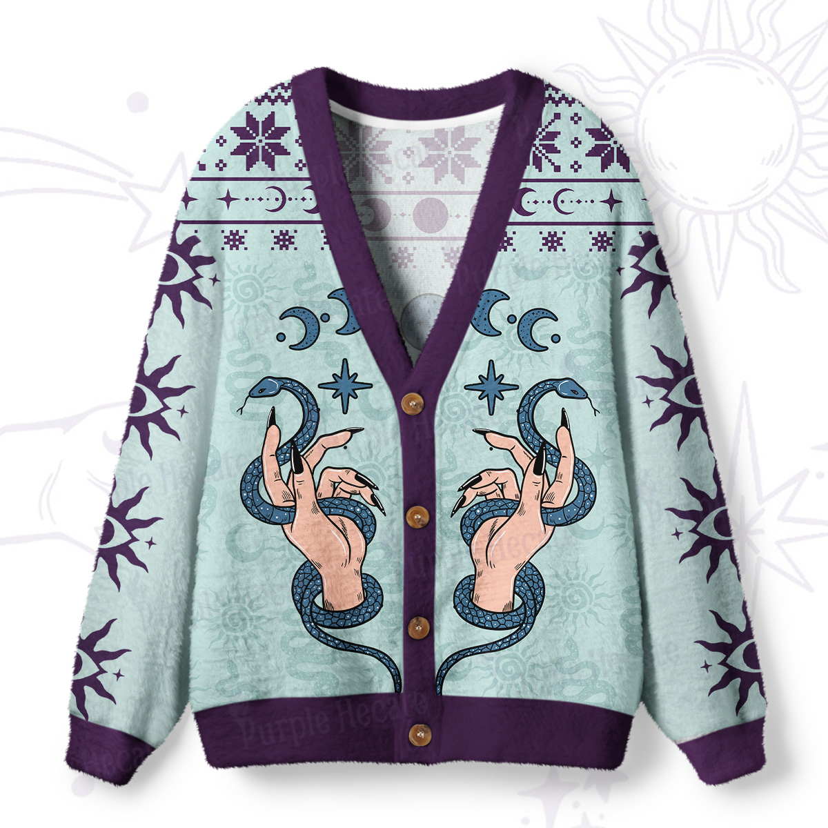 Purplehecate Stay Weird Stay Serpent Ugly Cardigan Sweaters
