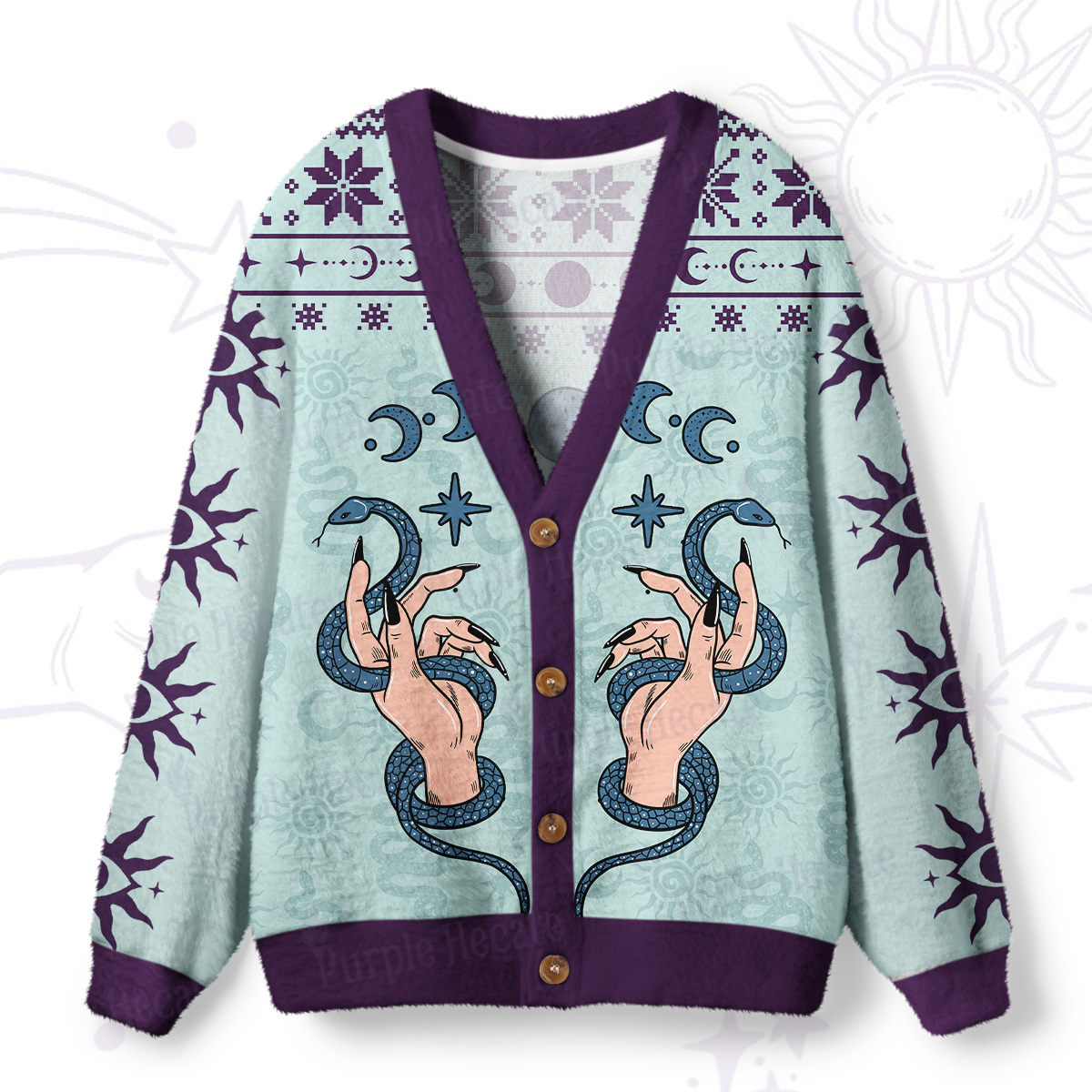 Magic Purplehecate Stay Weird Stay Serpent Ugly Cardigan Sweaters