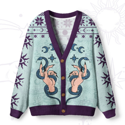 Purplehecate Stay Weird Stay Serpent Ugly Cardigan Sweaters