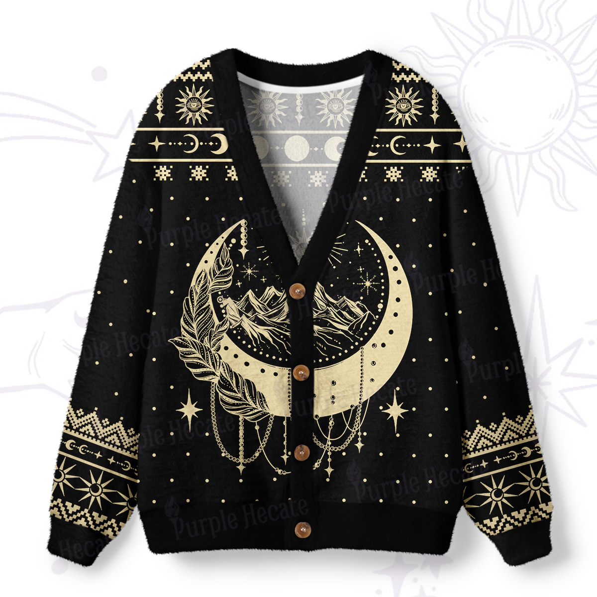 Purplehecate Moonlit Peaks of Starlight Ugly Cardigan Sweaters