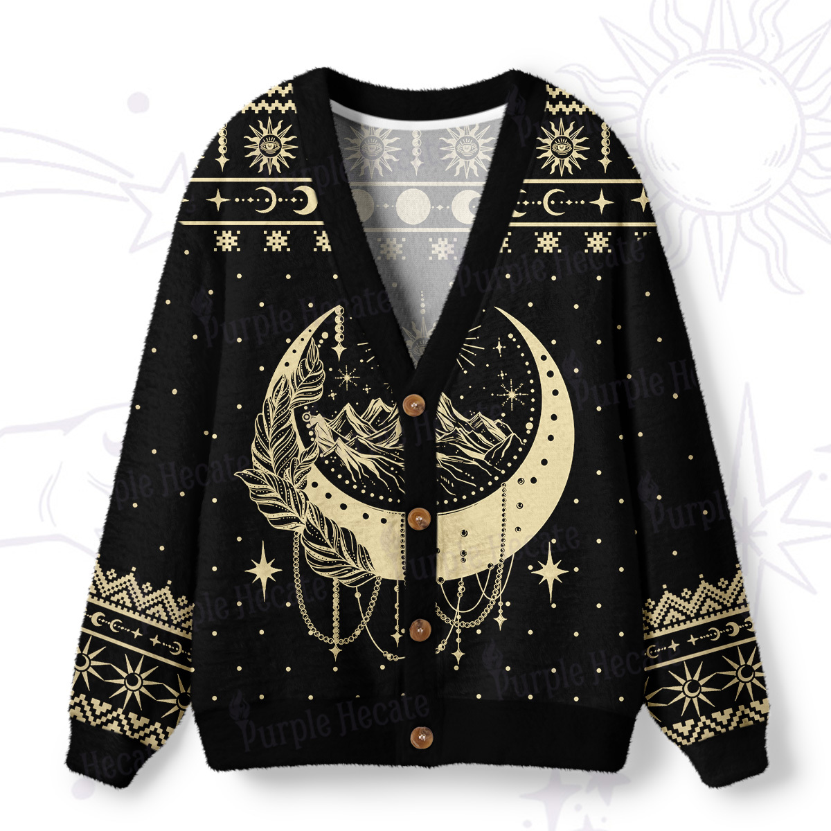 Magic Purplehecate Moonlit Peaks of Starlight Ugly Cardigan Sweaters