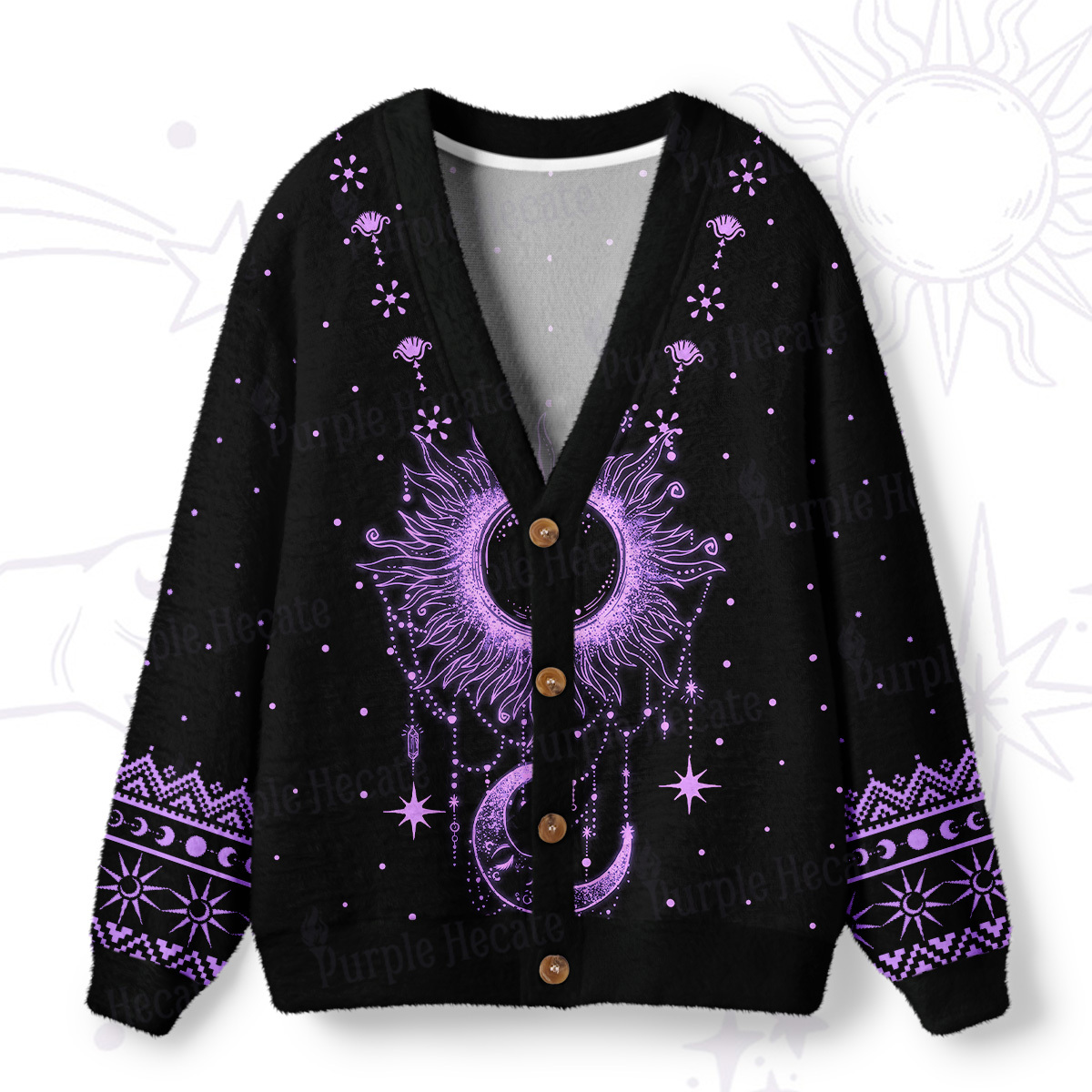 Magic Purplehecate Radiance Of Sun And Moon Ugly Cardigan Sweaters