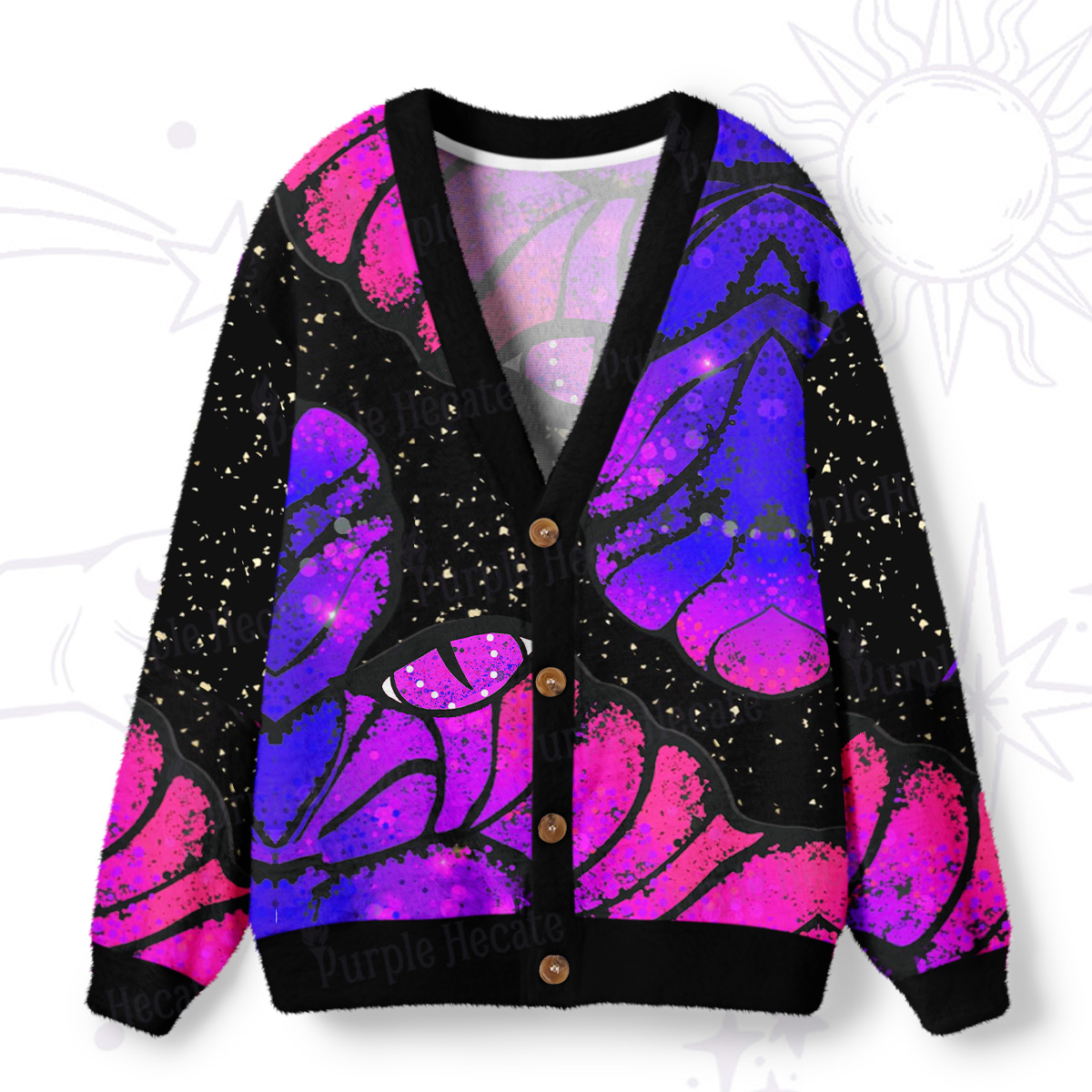 Purplehecate Starry-Eyed Butterfly Ugly Cardigan Sweaters