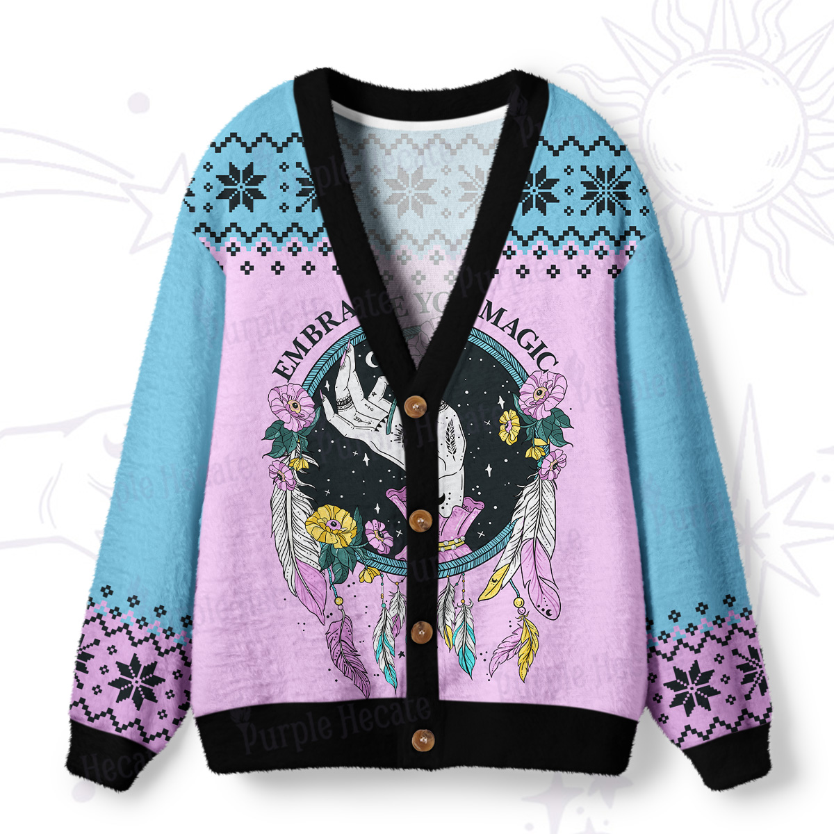 Purplehecate Embrace Your Magic Ugly Cardigan Sweaters
