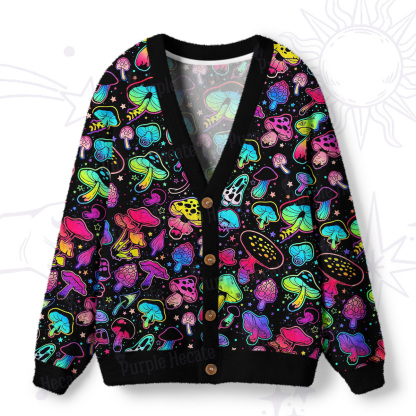 Purplehecate Psychedelic Mushroom Rave Ugly Cardigan Sweaters