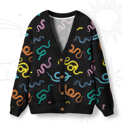 Purplehecate Colorful Trippy Snake Ugly Cardigan Sweaters
