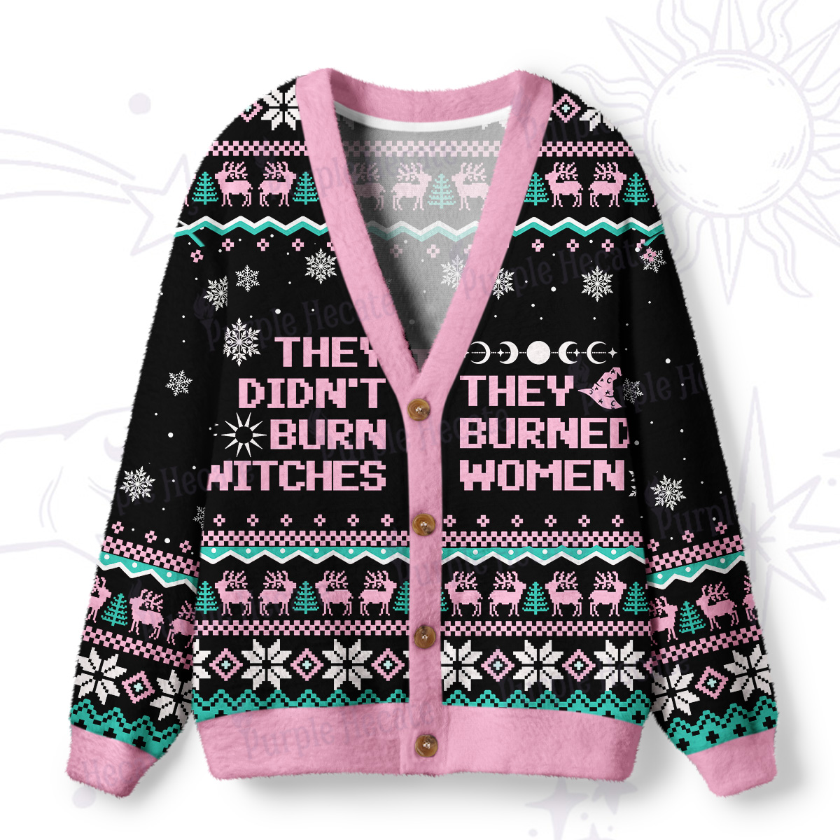 Purplehecate They Didn't Burn Witches They Burned Women Ugly Cardigan Sweaters