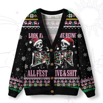 Purplehecate Look At Me Being All Festive And Shit Ugly Cardigan Sweaters