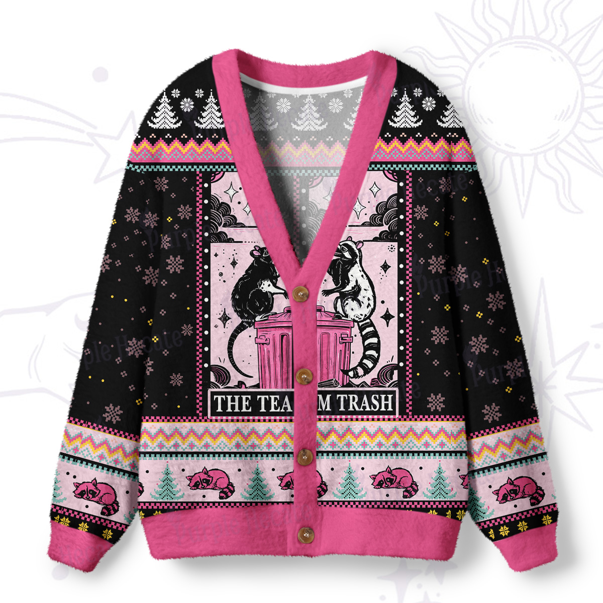 Purplehecate The Team Trash Opossum Tarot Ugly Cardigan Sweaters