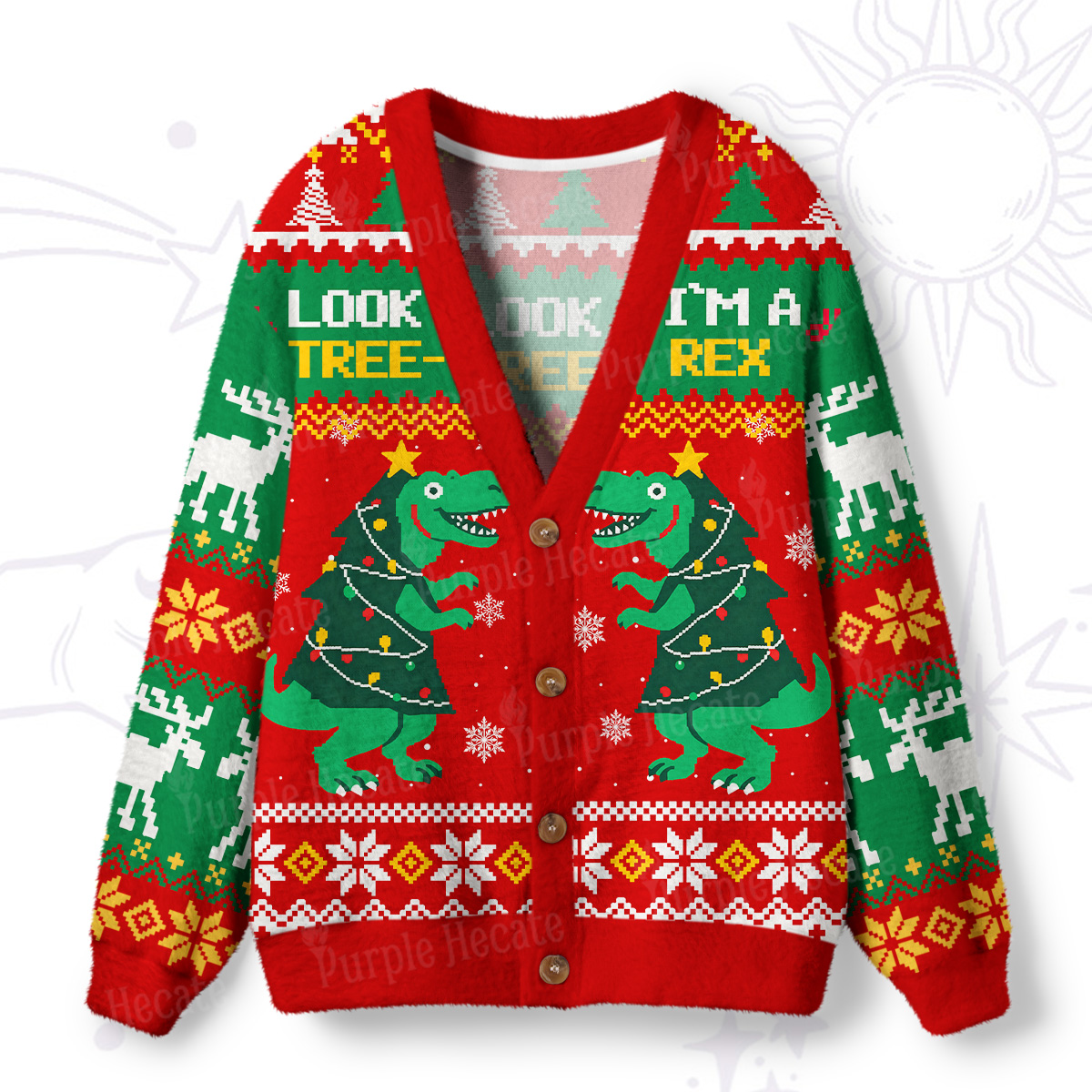 Purplehecate Look Tree I'm A T-Rex Ugly Cardigan Sweaters