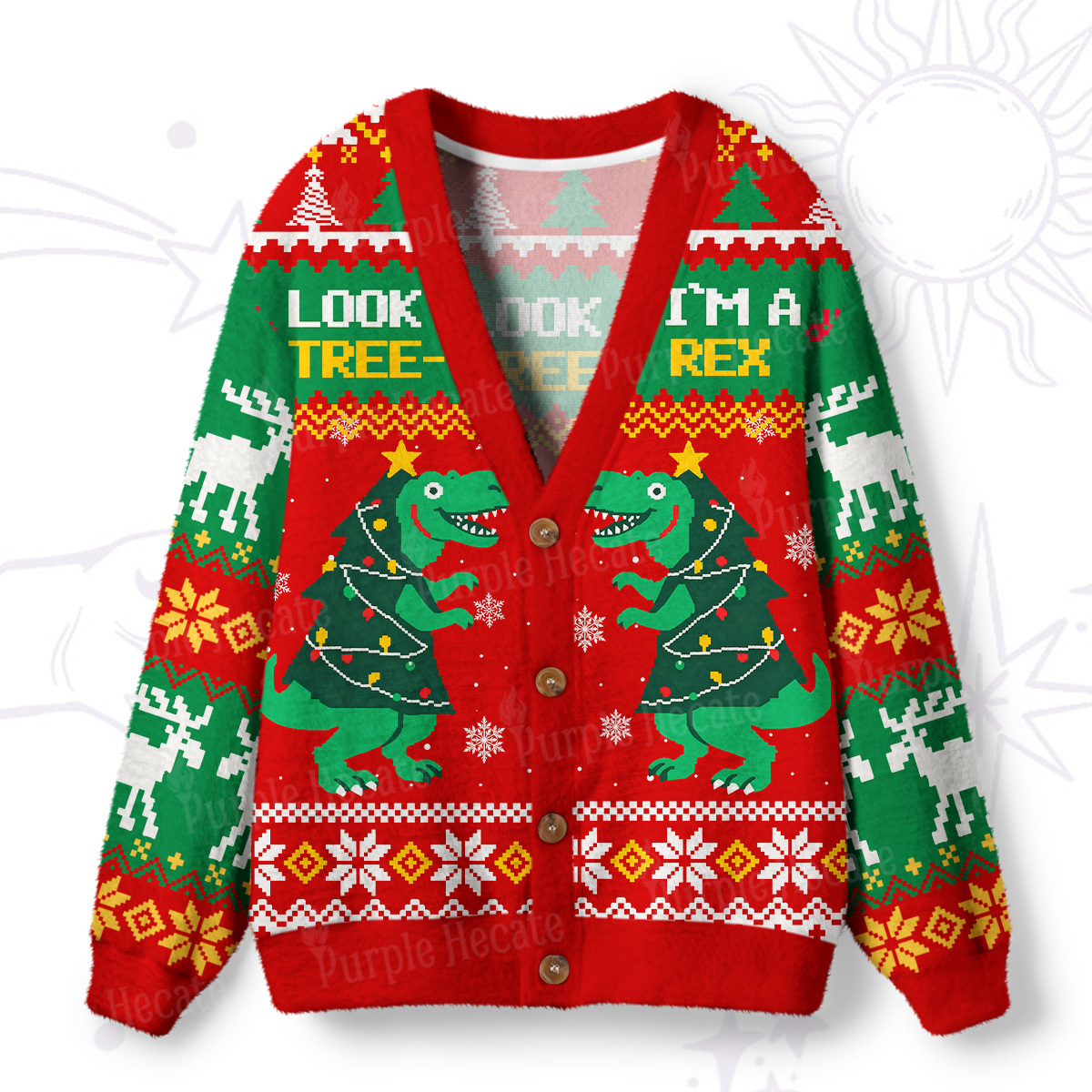 Magic Purplehecate Look Tree I'm A T-Rex Ugly Cardigan Sweaters